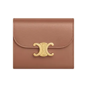 CELINE Triomphe Calfskin Wallet Small Size Women's Brown