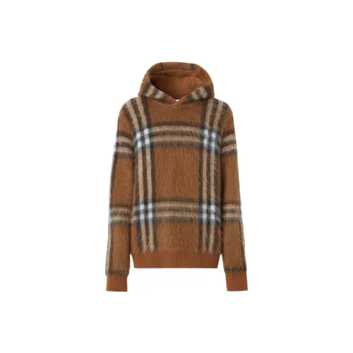 Burberry Exaggerated Check Wool Mohair Blend Hoodie 