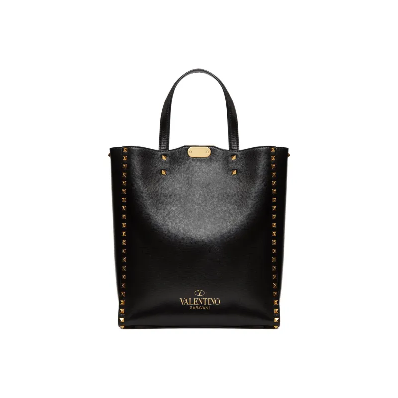 Valentino Rockstud Alcove Cow Leather Tote Bag, Shopping Bag, Crossbody Bag, Handbag Unisex Black-2