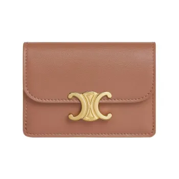 CELINE Triomphe Shiny Calfskin Card Holder Women's Brown