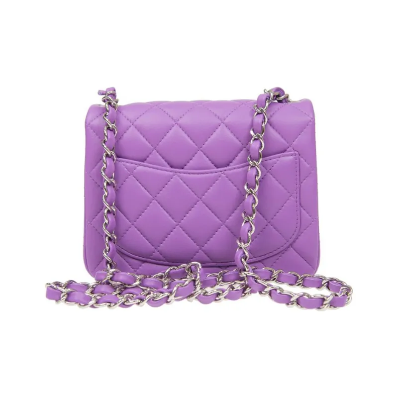 CHANEL Classic Flap CF Sheepskin Mini Square Flap Bag, Shoulder Bag, Crossbody Bag Mini Women's Purple-2