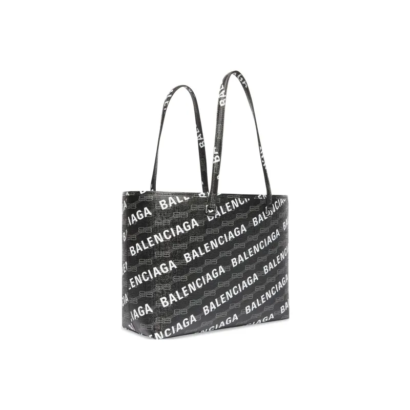Balenciaga BB MONOGRAM SIGNATURE Polyester Tote Bag, Shopping Bag, Shoulder Bag, Handbag Medium Size Women's Black/Gray-1