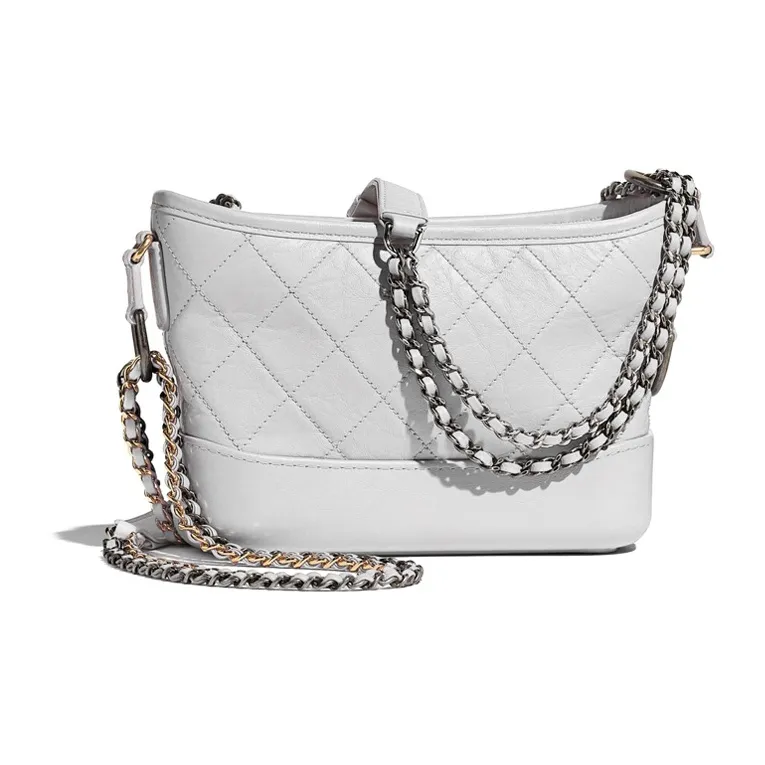 CHANEL Gabrielle Calfskin Hobo Bag, Handbag, Shoulder Bag, Crossbody Bag Trumpets Women's Light Gray-1