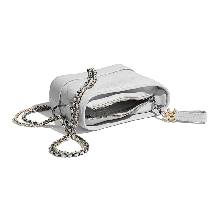 CHANEL Gabrielle Calfskin Hobo Bag, Handbag, Shoulder Bag, Crossbody Bag Trumpets Women's Light Gray-2