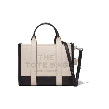 MARC JACOBS Leather Tote Bag Shopping Bag Shoulder Bag Crossbody Bag Handbag Medium Size Unisex Black/Beige