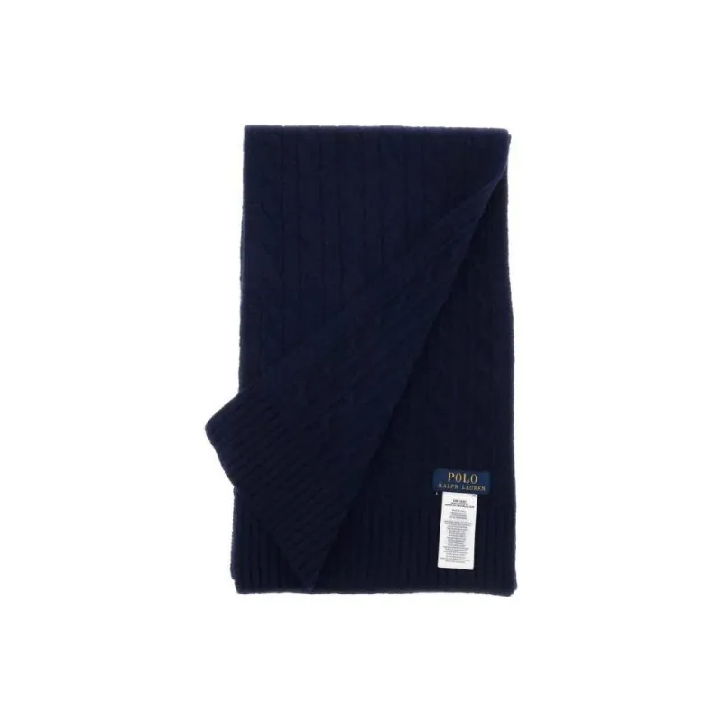 Polo Ralph Lauren Logo Embroidered Cable Knit Scarf-2
