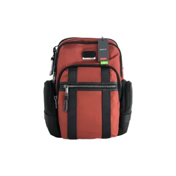 TUMI Recycled Nylon With Patchwork Leather Backpack Men's Brown & Black