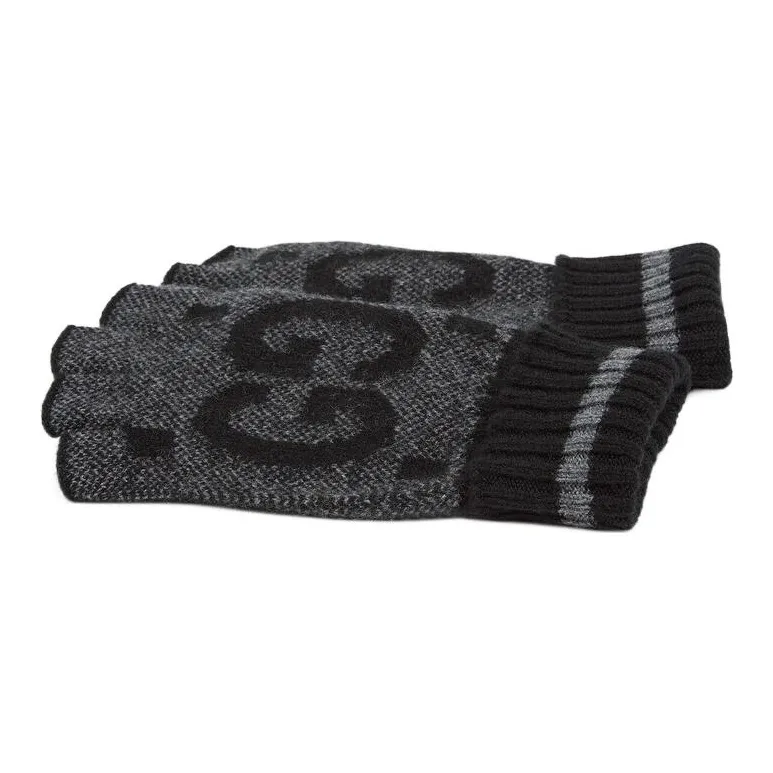 GUCCI Wool/Cashmere Knit Gloves Unisex Black/Gray-1