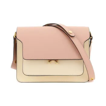 MARNI Trunk Calfskin Crossbody Bag, Shoulder Bag Women's Pink & Beige