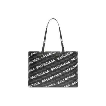 Balenciaga BB MONOGRAM SIGNATURE Polyester Tote Bag, Shopping Bag, Shoulder Bag, Handbag Medium Size Women's Black/Gray