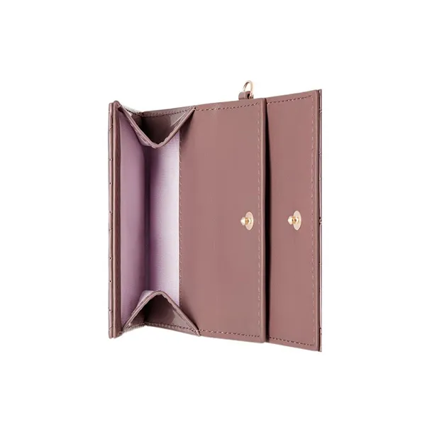 DIOR Lady Dior Patent Leather Calfskin Wallet Women's Light Purple-3