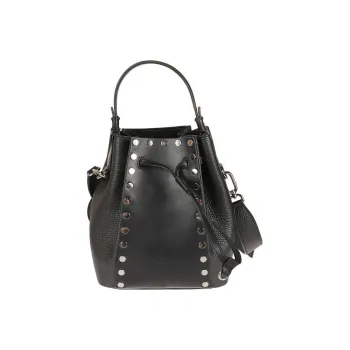 Furla Leather Bucket Bag Shoulder Bag Crossbody Bag Handbag Mini Women's Black