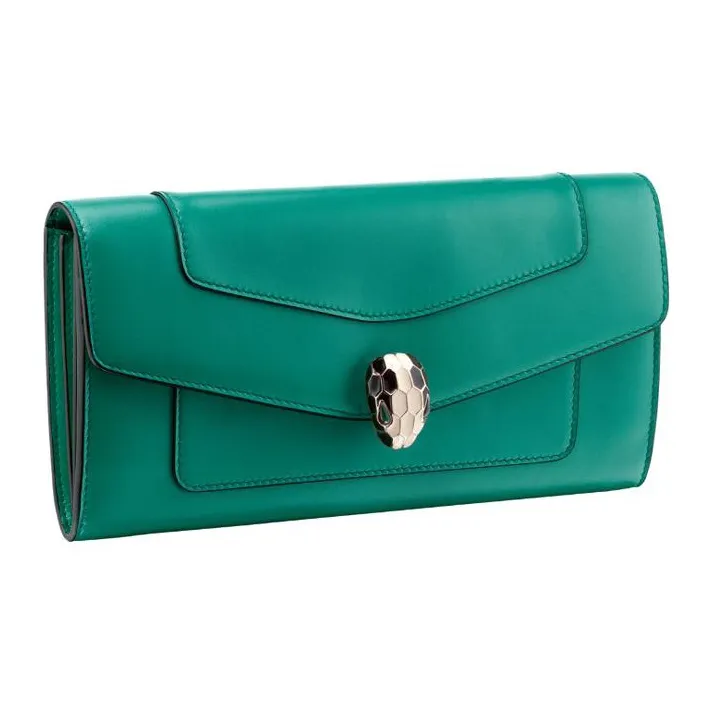 BVLGARI Serpenti Forever Calfskin Wallet Women's Green-1