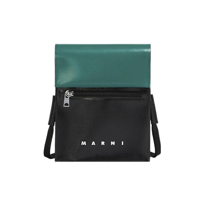 MARNI Tribeca Polyester Crossbody Bag, Shoulder Bag Men's Green/Black-0