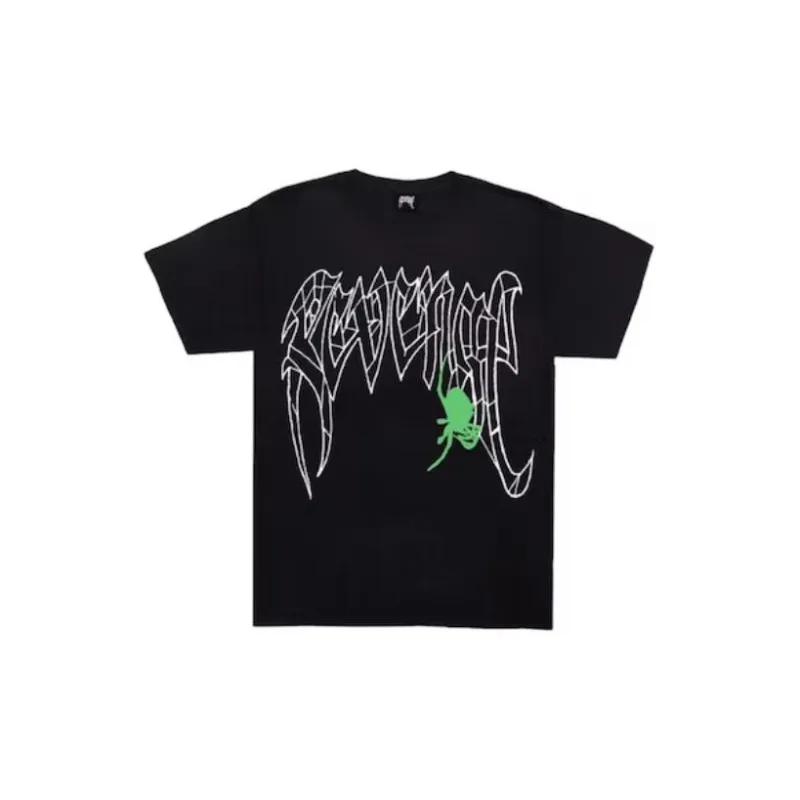 Revenge Crew Neck Fitted Straight Short Sleeved T Shirt Men's Black-0