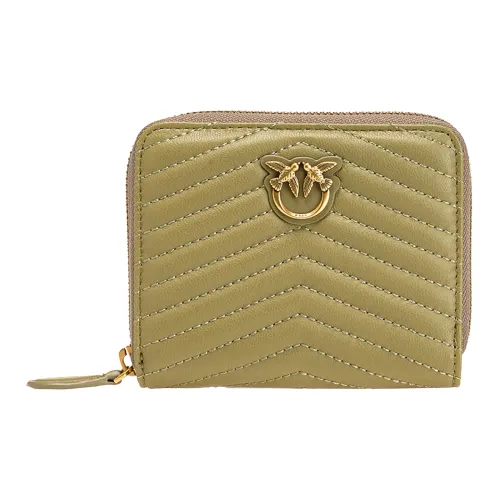 PINKO Calfskin With Sheepskin Accents Flying Bird Bag Swan Bag Wallet Small Size Women's Green