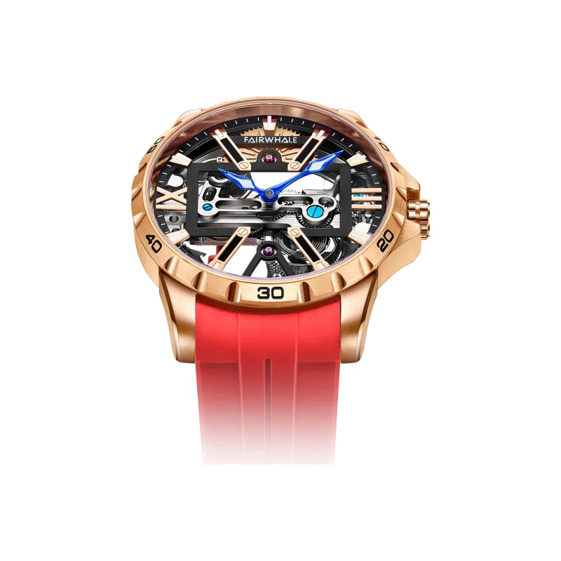 FAIRWHALE Pioneer Collection Men's Watch Automatic Mechanical Movement Silicone Strap Watch Men's Watches Cut Out Dial-1
