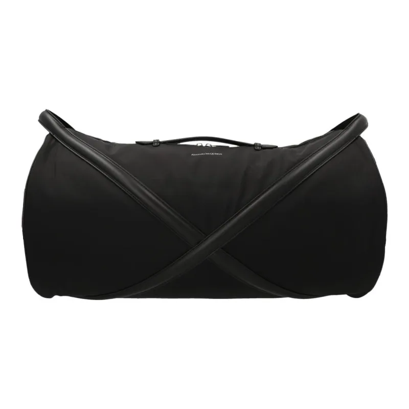 Alexander McQueen THE CURVE BAG Sheepskin With Fabric Luggage Bag Travel Bag Men's Black-0