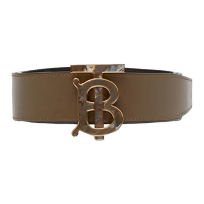 Burberry Fashion Trend Smooth Buckle Belt Men's Brown Width  4cm-3
