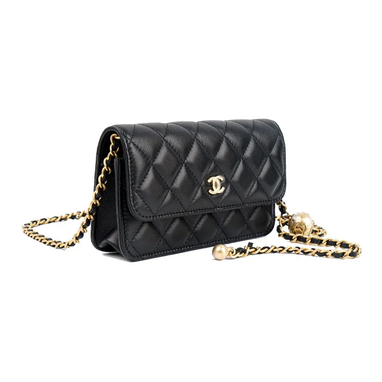 CHANEL Sheepskin Shoulder Bag, Crossbody Bag Women's Black-1