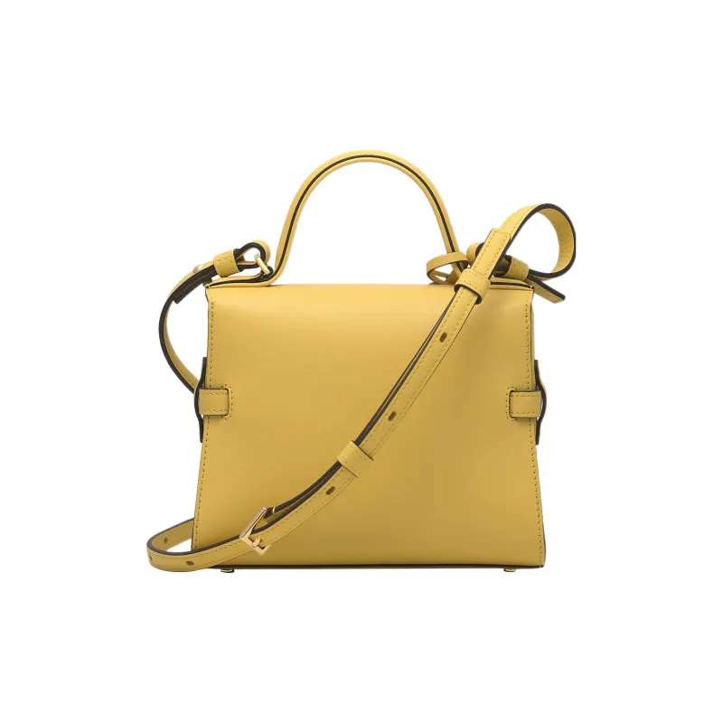 Delvau Tempête Calfskin Shoulder Bag Crossbody Bag Handbag Small Size Women's Yellow-1