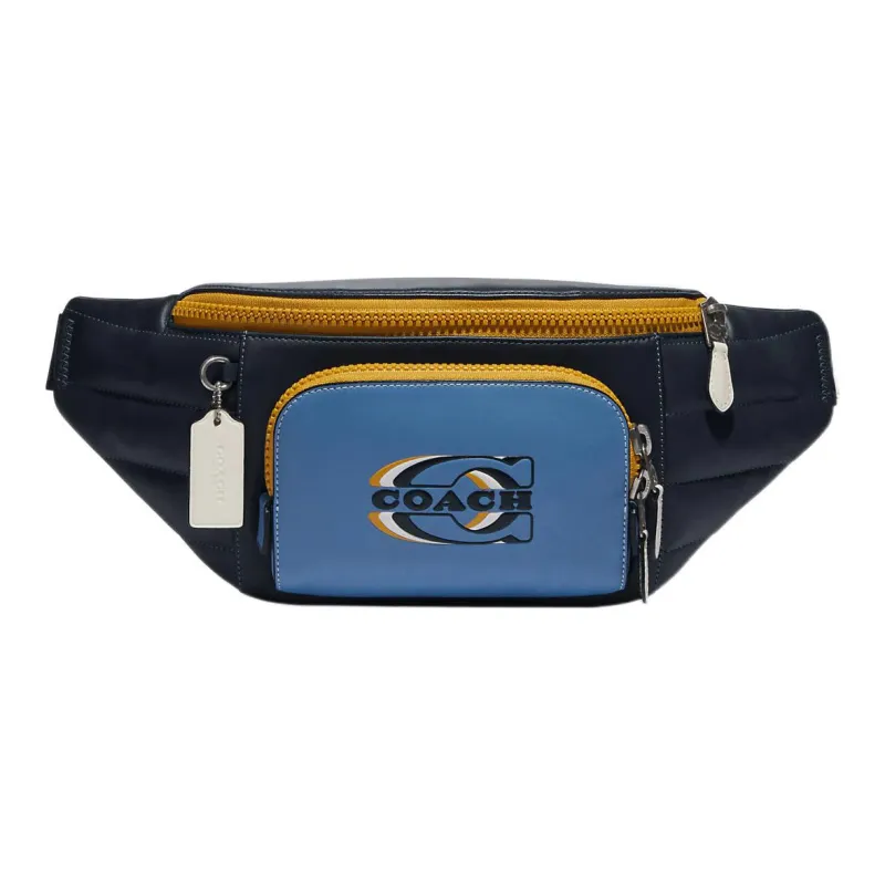 COACH Smooth Calf Leather Shoulder Bag, Crossbody Bag, Fanny Pack Tubas Women's Blue & Midnight Blue-0