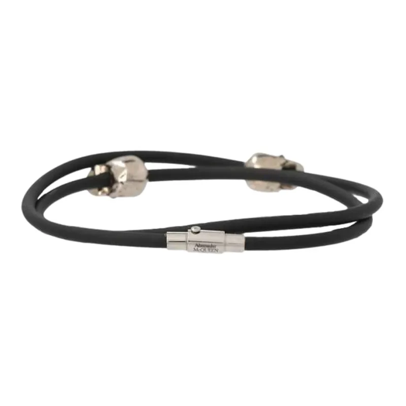 Alexander McQueen Skull Charm Double Layered Cord Bracelet-2