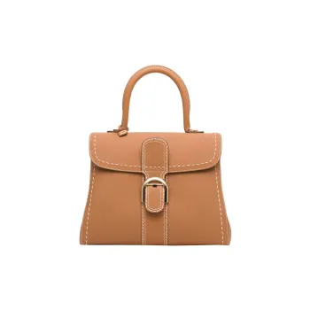 Delvau Brillant Grain Calfskin Shoulder Bag, Crossbody Bag, Handbag Medium Size Women's Brown