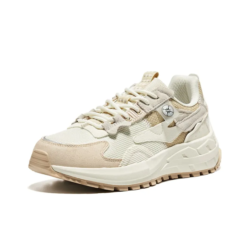 Erke Casual Shoes Women's Low Top Warm Linen/Ivory White-2