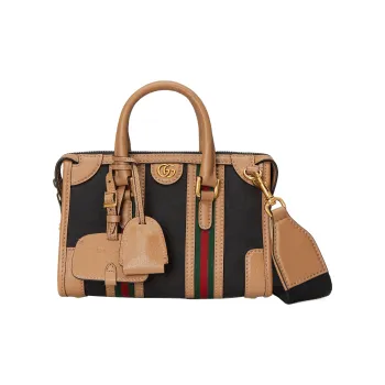 GUCCI Canvas With Leather Canvas Bag, Travel Bag, Shoulder Bag, Crossbody Bag, Handbag Mini Women's Black/Brown