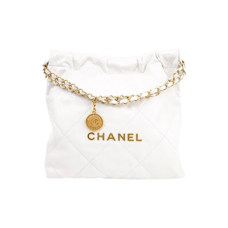 CHANEL 22Bag Smooth Finish Calfskin Tote Bag, Shopping Bag, Handbag, Shoulder Bag, Crossbody Bag Women's White-0