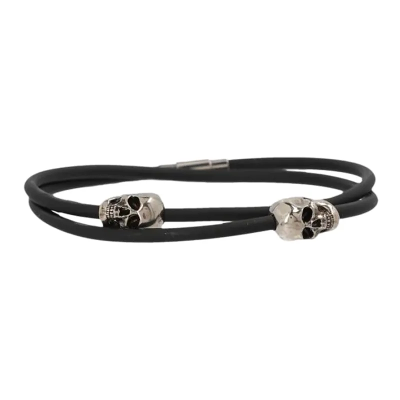 Alexander McQueen Skull Charm Double Layered Cord Bracelet-1