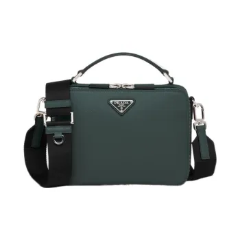 PRADA Brique Leather Handbag Shoulder Bag Crossbody Bag Regular Men's Emerald Green