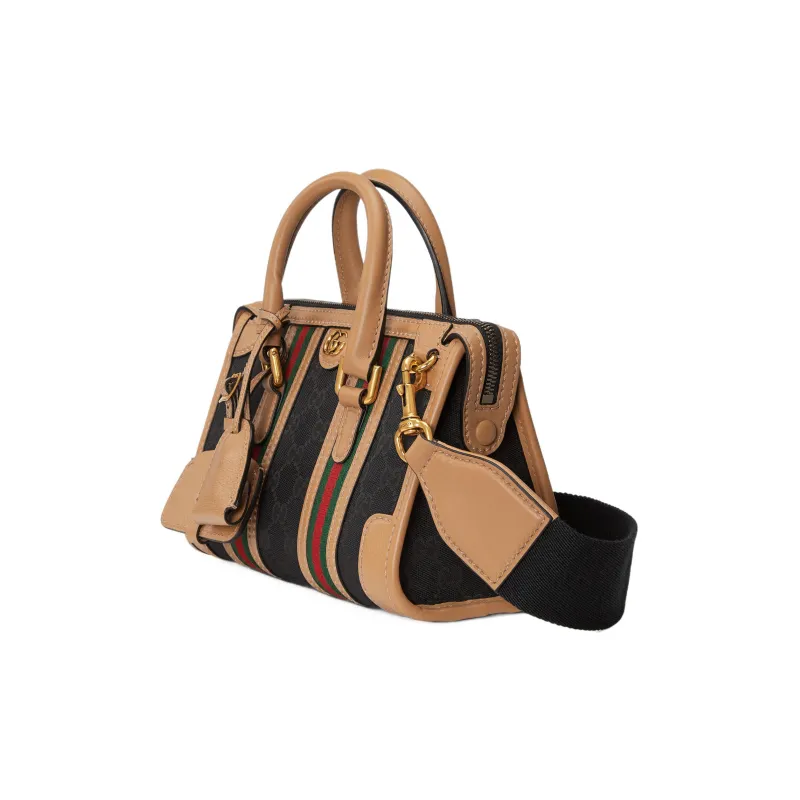 GUCCI Canvas With Leather Canvas Bag, Travel Bag, Shoulder Bag, Crossbody Bag, Handbag Mini Women's Black/Brown-1
