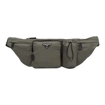 PRADA Recycled Nylon With Patchwork Leather Shoulder Bag Crossbody Bag Sling Bag Fanny Pack Men's Forest Green