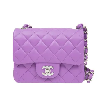 CHANEL Classic Flap CF Sheepskin Square Fatty Shoulder Bag Crossbody Bag Mini Women's Purple