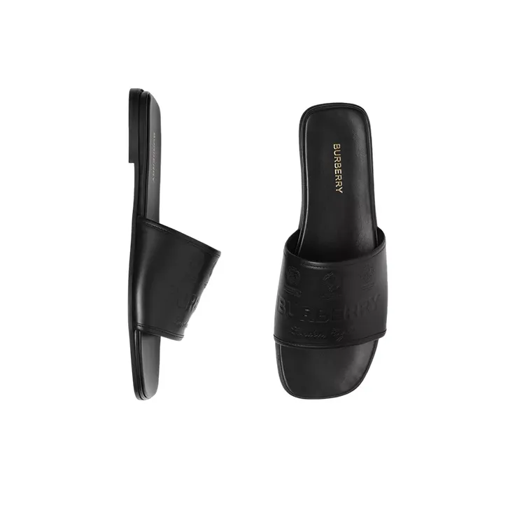 Burberry Logo Leather Sandal Black Women's-4