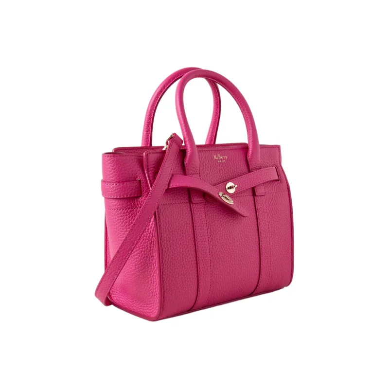 Mulberry Bayswater Textured Leather Patchwork Soft Cow Leather Shoulder Bag Crossbody Bag Handbag Mini Women's Pink-2