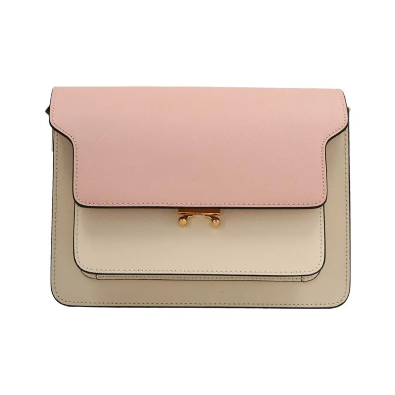 MARNI Trunk Calfskin Crossbody Bag, Shoulder Bag Women's Pink & Beige-1