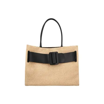 BOYY Raffia With Leather One Shoulder Handbags Women's Beige/Black