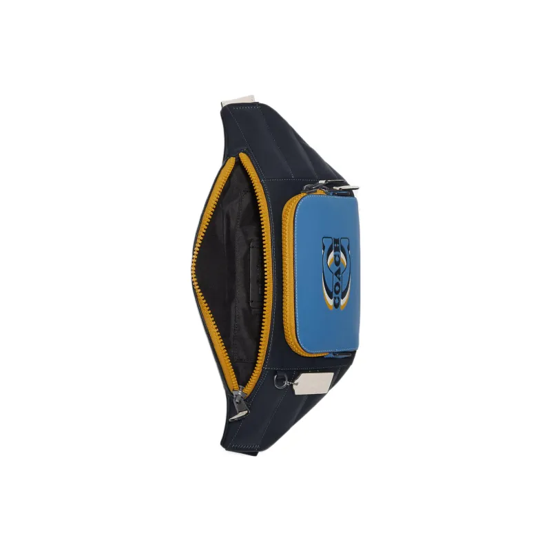 COACH Smooth Calf Leather Shoulder Bag, Crossbody Bag, Fanny Pack Tubas Women's Blue & Midnight Blue-3