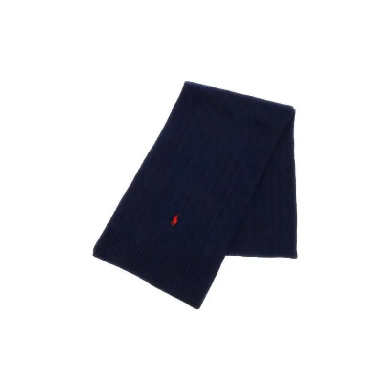 Polo Ralph Lauren Logo Embroidered Cable Knit Scarf-1