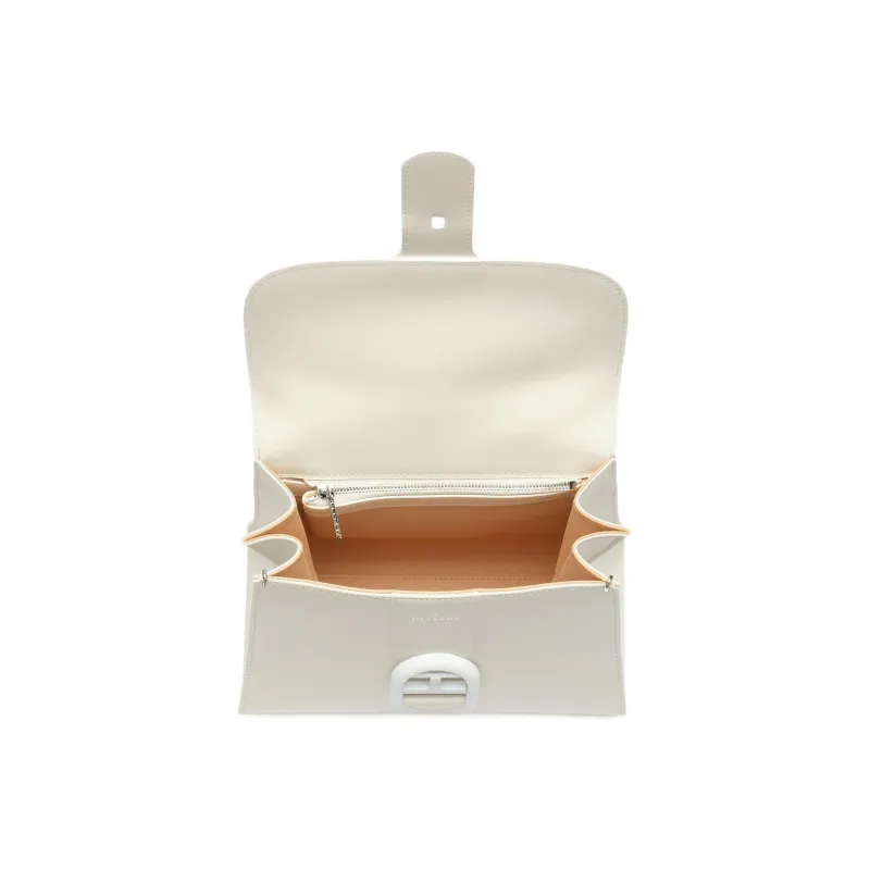Delvau Brillant Cow Leather Shoulder Bag, Crossbody Bag, Handbag Trumpets Women's White-3