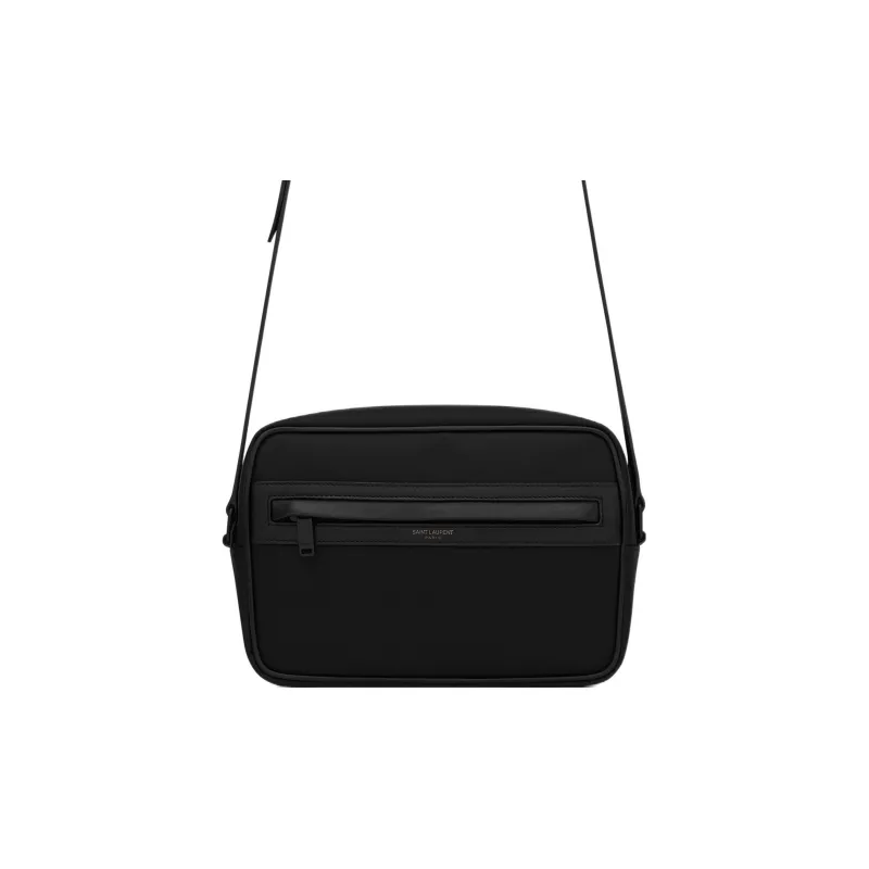 SAINT LAURENT Fabric With Sheepskin Patchwork Camera Bags Crossbody Bag Shoulder Bag Men's Black-0