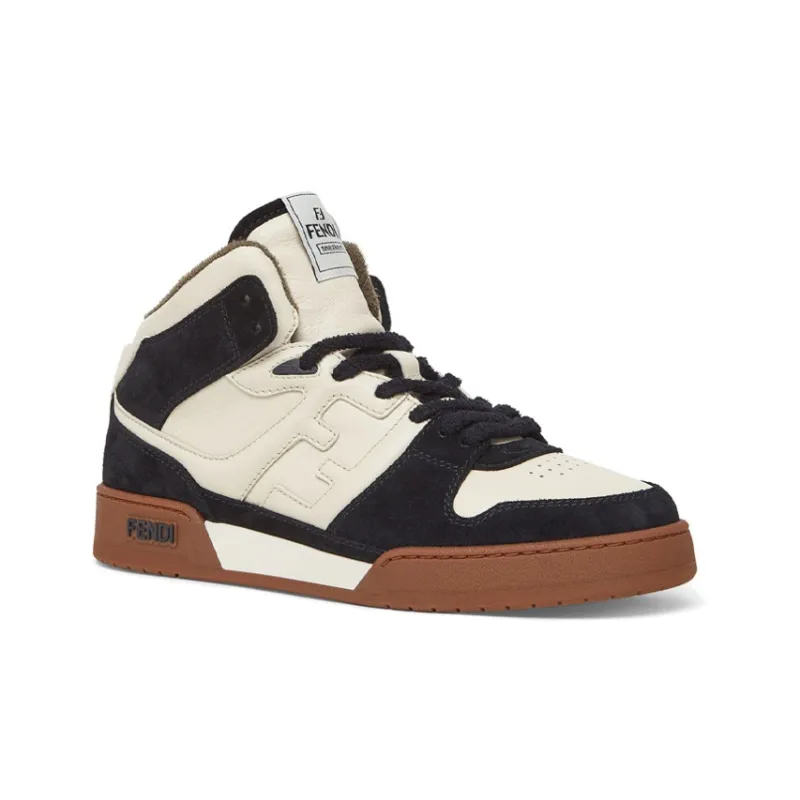 FENDI Mid Top Stylish Skateboarding Shoes Men's White Black-2