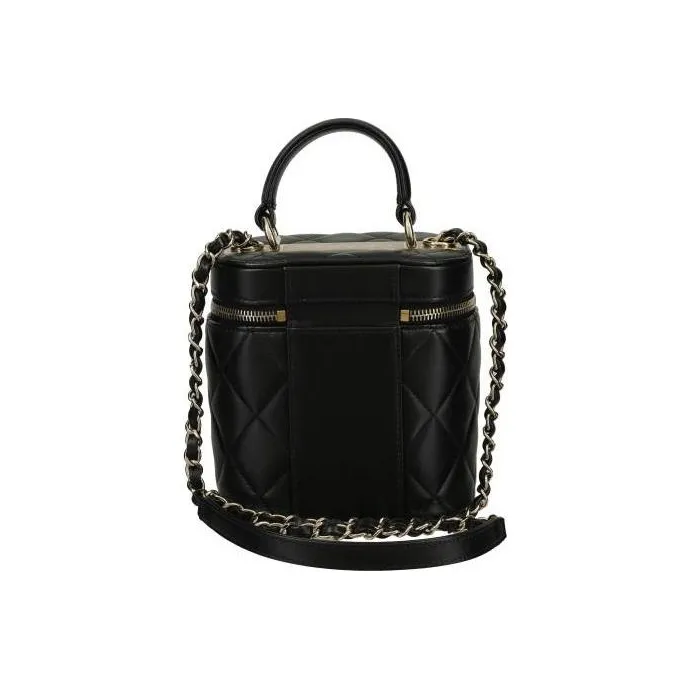 CHANEL Lambskin Cylinder Makeup Bag, Shoulder Bag, Crossbody Bag, Handbag Women's Black-1