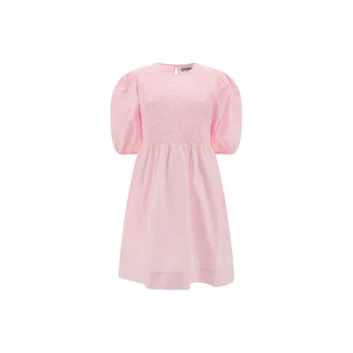 GANNI POPLIN Short-Sleeved Dresses Women's Pink