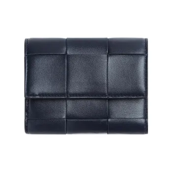 Bottega Veneta Sheepskin Wallet Women's Dark Blue