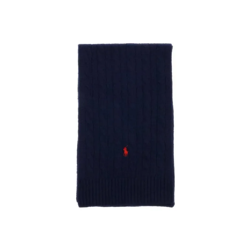 Polo Ralph Lauren Logo Embroidered Cable Knit Scarf-0