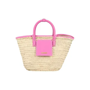 Jacquemus Palm Leaf With Calfskin Basket Bag Shoulder Bag Crossbody Bag Handbag Women's Light Pink